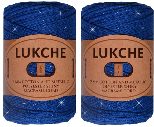 Miniatura 26 de Cordón de macramé de algodón brillante de 2 mm, 205 yardas, 8.80 oz, cordón de macramé para tejer para colgar en la pared, bolsos, porta plantas