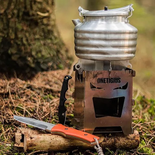 Miniatura 11 de OneTigris Estufa de camping para mochileros, portátil, plegable, estufa de leña para senderismo al aire libre, picnic, barbacoa, acero inoxidable