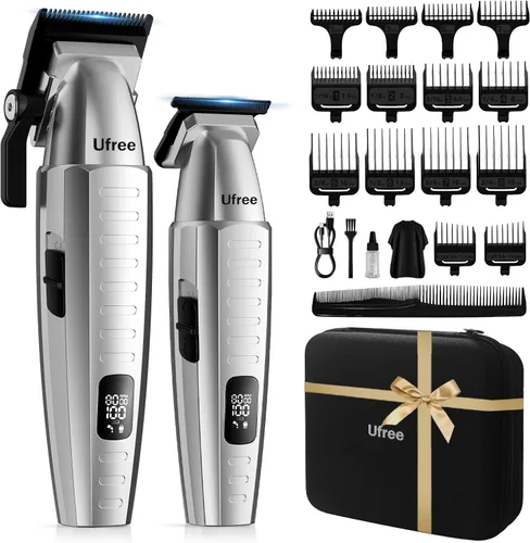 Miniatura 10 de Ufree Juego de cortapelos para hombres, cortapelos y recortadores, cortapelos de peluquería inalámbricos, kit de aseo, regalos para hombres