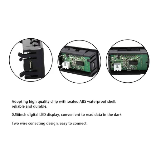 Miniatura 9 de Voltímetro de 0.56 pulgadas de dos cables DC 2.5-30 V pantalla LED digital medidor de voltímetro digital para batería de 12 V 24 V coche