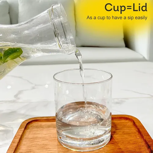 Miniatura 4 de Lily's Home Jarra de agua nocturna con vaso, boquilla fácil de verter para uso sin ensuciar en dormitorio, baño o cocina, taza de uso como tapa