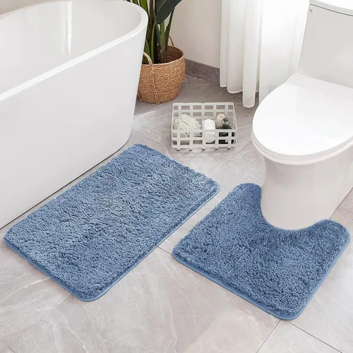 Miniatura 25 de MIULEE Juego de 2 alfombras de baño antideslizantes peludas extra gruesas y suaves, alfombrillas de baño de microfibra suave absorbente de agua