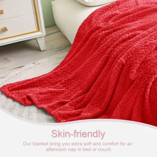 Miniatura 6 de Exclusivo Mezcla - Manta de tamaño king de vellón, color rojo, para cama, 90 x 104 pulgadas, suave, acogedora, en 3D, de franela, en jacquard