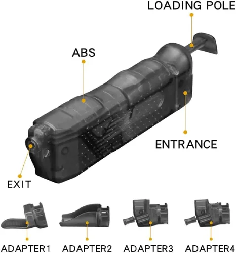 Miniatura 2 de Cargador táctico militar de plástico BB cargador de cargador de 0.177 in con 4 adaptadores para airsoft paintball accesorios de caza -250 rondas