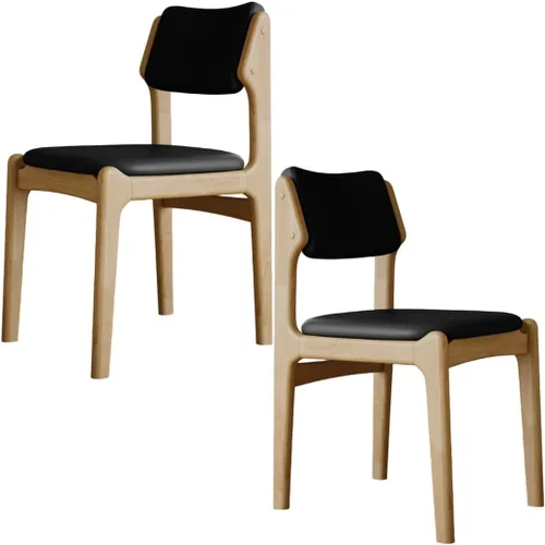 Miniatura 35 de YVYKFZD Wooden Dining Chairs Set, Leather Dining Room Chair with Back, Upholstered Kitchen Chairs, Armless Living Room Chair, for Bedroom Offices