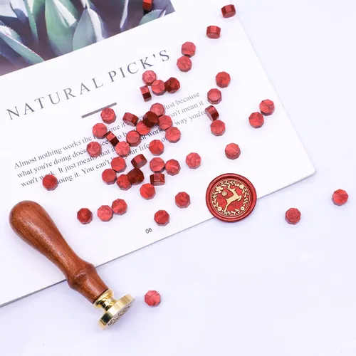 Miniatura 7 de SWANGSA Kit de 360 cuentas de cera de sellado doradas, rojas, verdes, plateadas, con 2 velas de té y 1 cuchara de cera para sello de cera