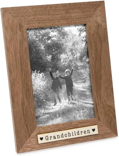 Miniatura 12 de Isaac Jacobs Marco de fotos de madera con sentimientos para nietos de 4 x 6 pulgadas, marco de fotos de recuerdo horizontal con caballete y pestañas