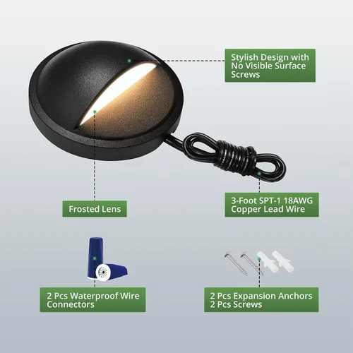 Miniatura 5 de GKOLED Luces LED de Cubierta de Bajo Voltaje, Luz de Barandilla de Escalón de Paisaje con Chips LED Integrados de 2W, Accesorios de Iluminación