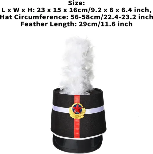 Miniatura 7 de Kids Drum Band Hat with Feather Toy Soldier Hat Drum Major Hat Costume Ceremonial Hat Majorette Hat