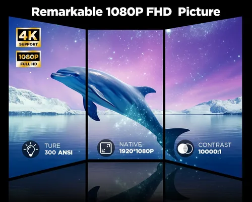 Miniatura 2 de Proyector DBPOWER 4K [Enfoque automático/Corrección de trapecio] con WiFi 5G y Bluetooth, 600 ANSI FHD nativo 1080P, proyector de películas al aire