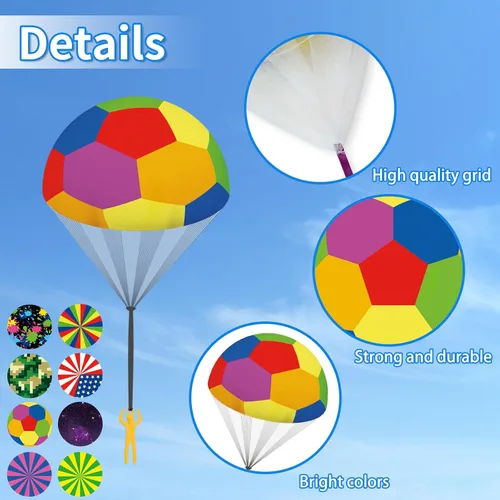 Miniatura 4 de 10 piezas de juguetes de paracaídas para niños, geniales juguetes voladores al aire libre, paracaídas, hombres para niños de 3, 4, 5, 6, 7, 8, 9, 10