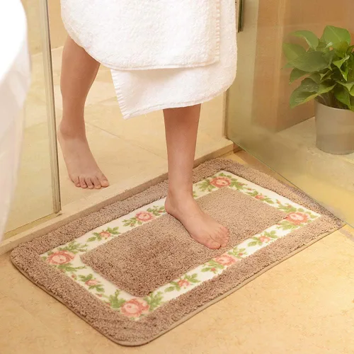 Miniatura 6 de vctops Elegante tapete de baño con diseño de rosas y flores, tapete de bienvenida para cocina, suave, antideslizante, absorbente, verde, 28 x 55