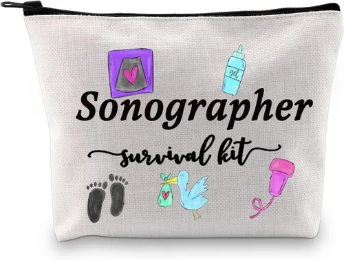 Miniatura 8 de GJTIM Kit de supervivencia para ecografista, regalo para radiólogo, bolsa de maquillaje con cremallera para ultrasonido, bolsa de maquillaje