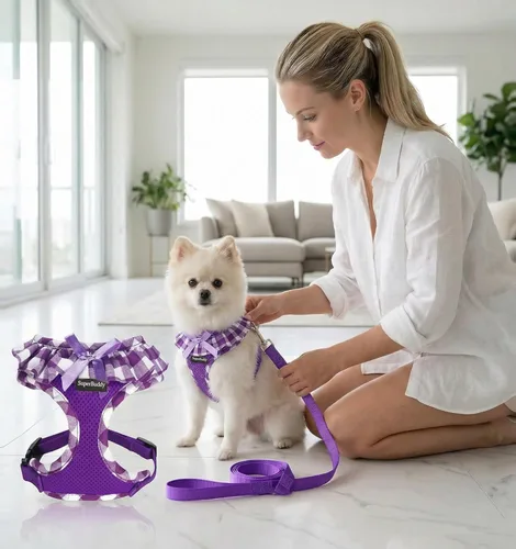Miniatura 4 de SuperBuddy Arnés para perro de malla suave mejorado, arneses súper transpirables y ligeros para mascotas, para cachorros, perros al aire libre