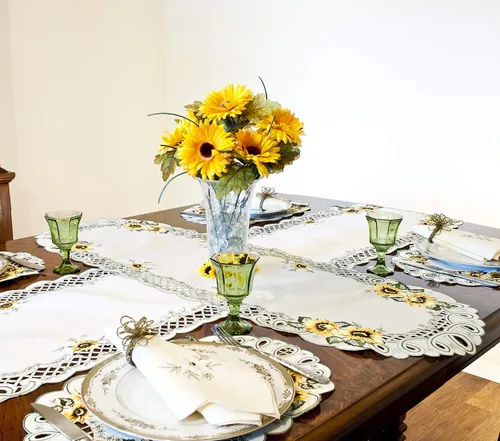 Miniatura 4 de Mantel individual bordado de girasoles de granja, tapete de mesa auxiliar, tapete para mesas, decoración de habitación solar y cocina