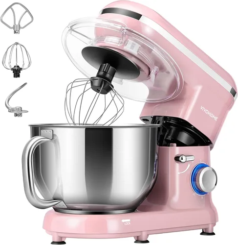 VIVOHOME - Batidora de mesa de 660 W, 10 velocidades, 6 cuartos de galón, mezclador eléctrico de cocina con cabezal basculante, batidor, gancho de