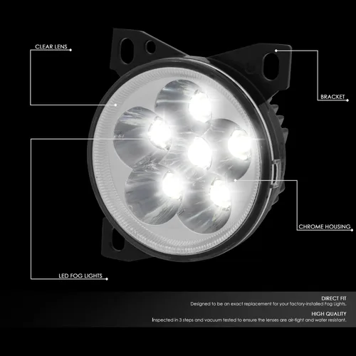 Miniatura 2 de DNA MOTORING FL-HAY-013-CH - Par de luces antiniebla reflectoras con patrón de flores LED completas compatibles con Kenworth T660 08-15, lente