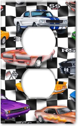 Miniatura 8 de Art Plates - Placa decorativa de pared de metal con palanca de 1 pandilla - Cubierta de placa de interruptor de luz de una pandilla - Muscle Cars