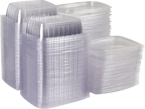 Miniatura 16 de ECO PRODUCTS Contenedores de delicatessen compostables de 8oz transparentes rectangulares con tapas, paquete de 100, para preparación de comidas