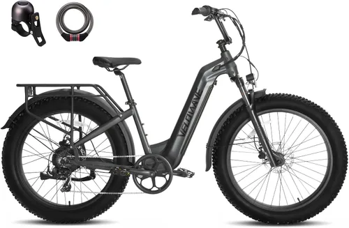 Miniatura 9 de VELOWAVE Bicicleta eléctrica de 26 pulgadas con neumático grueso Ebike eléctrica para adultos con 750 W (pico 1000 W) motor sin escobillas 48 V 15