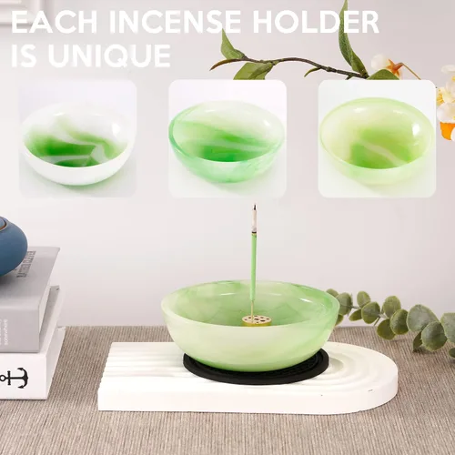 Miniatura 5 de Soporte para Incienso, Diseño Multiusos, Quemador de Incienso de Ágata, Atrapador de Cenizas con 9 Agujeros de Latón, Soporte para Varillas