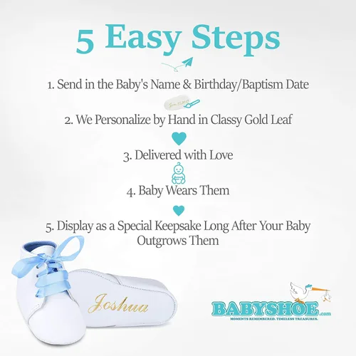 Miniatura 5 de BabyShoe - Zapatos de bautizo para bebé piel con lazo diseño de bautizo color azul