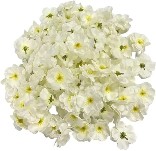 Miniatura 3 de Rikyo 100 cabezas de flores de cerezo artificiales de seda para primavera, flor de ciruelo falso, relleno de jarrón, ramilletes para decoración