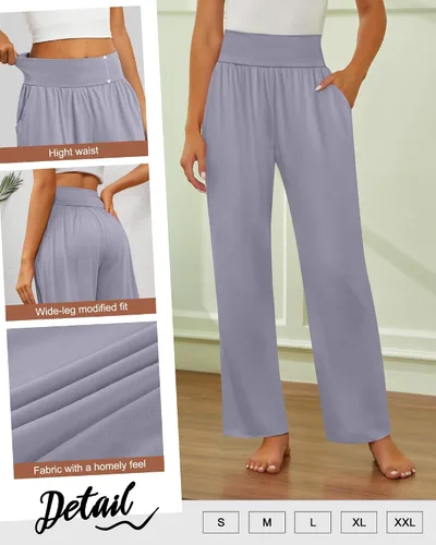Miniatura 54 de Neer - Conjunto de 3 pantalones de yoga de pierna ancha para mujer - Pantalones deportivos cómodos, holgados, de cintura alta y casuales