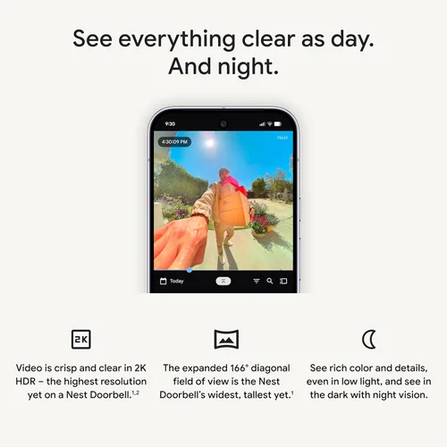 Miniatura 6 de Google Timbre Nest (cableado, 3ª generación), video 2K y géminis, vista en vivo, visión nocturna, audio bidireccional, funciona con Google Home, Lino