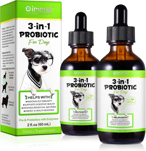 Miniatura 10 de Probiótico para perros, gotas probióticas naturales 3 en 1 para perros que ayudan a aliviar la diarrea, apoya la salud intestinal, picazón