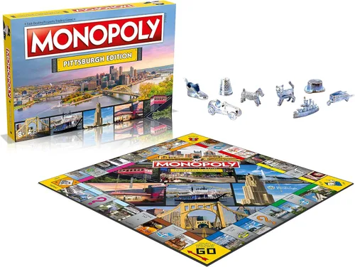 Miniatura 3 de Monopoly Juego de mesa Pittsburgh Edition: 2-6 jugadores, juegos de mesa familiares para niños y adultos, juegos de mesa para niños de 8 años