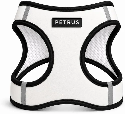 Miniatura 10 de Arnés para perro y gato, ligero de malla transpirable, suave acolchado para mascotas, chaleco de cuero vegano, sin estrangulamiento, a prueba
