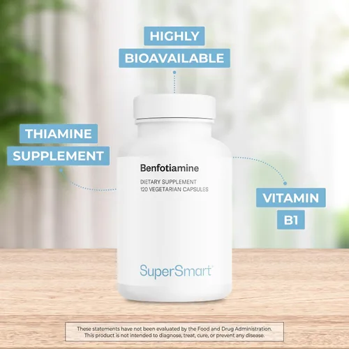 Miniatura 3 de Supersmart - Benfotiamina 320 mg por día (alta potencia) - Tiamina biodisponible - Suplemento de vitamina B1 Benfotiamina Sin OMG y sin gluten