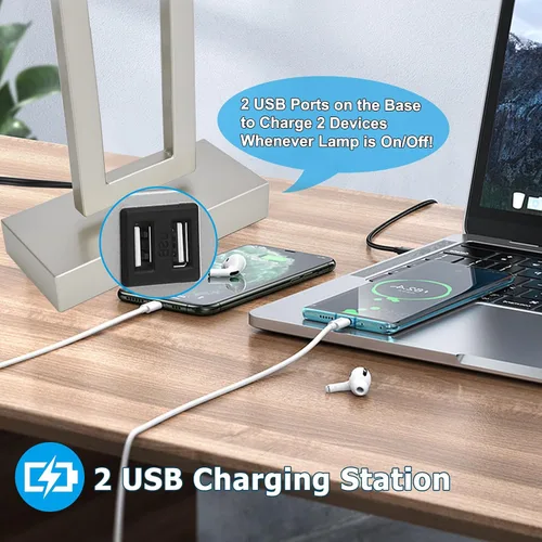 Miniatura 3 de BrightWe Juego de 2 lámparas de mesa para dormitorio, lámparas de mesa de control táctil con 2 puertos USB, lámparas de mesita de noche regulables