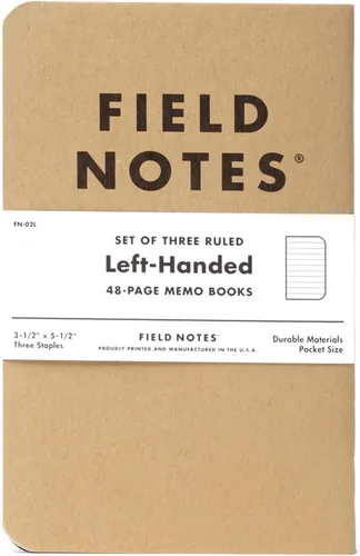 Miniatura 3 de Field Notes: Paquete de 3 cuadernos originales de papel kraft a rayas, para zurdos, con 48 páginas, 3.5 x 5.5 pulgadas Papel rayado para zurdos