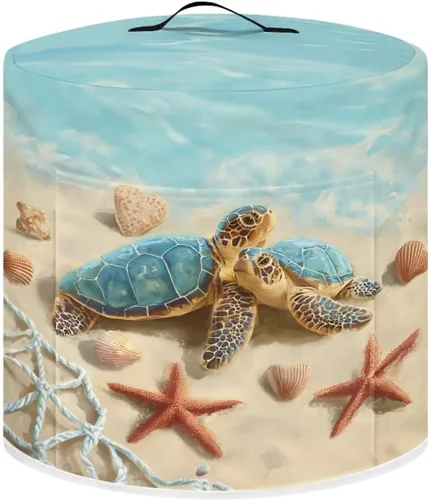 Miniatura 29 de Suobstales Cubierta para aparato con estampado de estrellas de mar de playa, cubierta antipolvo, funda portátil para olla a presión con bolsillo