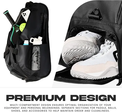 Miniatura 5 de Franklin Sports Pro Series Bag II - Bolsa de lona y mochila - Bolsa profesional de pickleball para remos, pelotas y más accesorios - Bolsillo