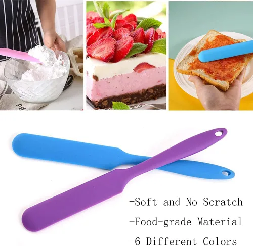Miniatura 2 de Espátulas pequeñas de silicona a granel para cocina, hornear, glaseado de pasteles, artesanía de resina (juego de 6), mini herramienta raspadora