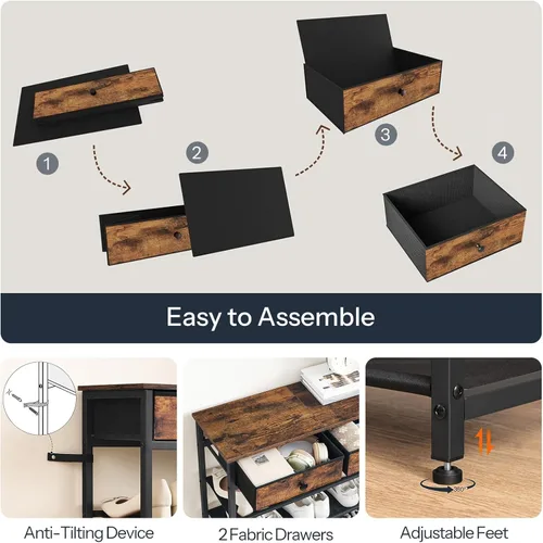 Miniatura 7 de HOOBRO Zapatero, organizador de almacenamiento de zapatos de 6 niveles con 2 cajones no tejidos, 15-20 pares de zapatos para entrada, estante