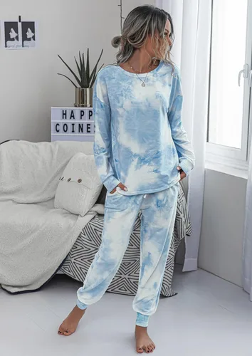 Miniatura 42 de Prettygarden - Conjunto de pijama de dos piezas para mujer, diseño de teñido anudado, sudadera informal de manga larga con pantalones largos, ropa