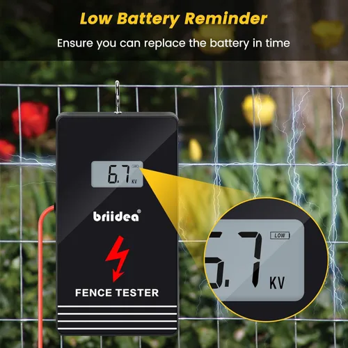 Miniatura 4 de briidea - Probador eléctrico de valla de 300 V-15000 V, con pantalla LCD grande y recordatorio de batería baja, diseñado para tu solucionador