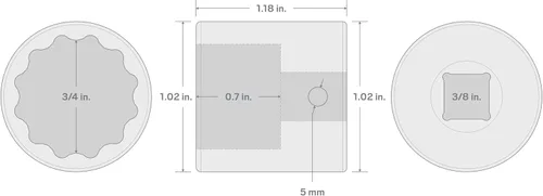 Miniatura 252 de TEKTON Encastre de 3/8 pulgadas x 0.669 in Zócalo de impacto de 12 puntos poco profundo SID12317