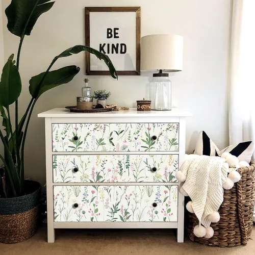 Miniatura 6 de Papel pintado floral JiffDiff despegar y pegar 118" x 17.3" papel pintado para baño papel pintado de flores silvestres papel de contacto de vinilo