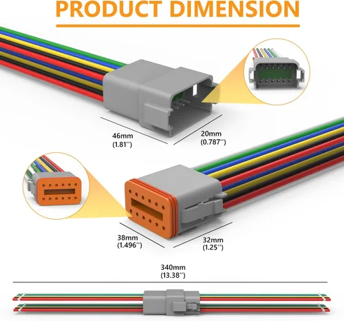 Miniatura 3 de Newdeli Deutsch - Kit de conectores de 12 pines, impermeable, conector eléctrico de 16 AWG macho y hembra, conectores de cable automotriz