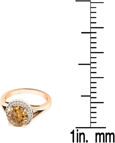 Miniatura 59 de Dazzlingrock Collection Anillo de compromiso redondo de 0.276 in con halo de diamante blanco y vástago dividido para ella en oro macizo de 14