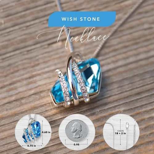Miniatura 76 de Leafael Wish Stone - Collar con dije chapado en oro rosa de 18 quilates, con cristales de Swarovski, joyería de piedra natal, 18 pulgadas + 2