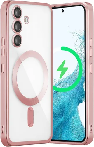 Miniatura 14 de QLTYPRI Funda magnética transparente para Samsung Galaxy S22 Ultra compatible con carga inalámbrica MagSafe, borde galvanizado, suave, delgada, Negro