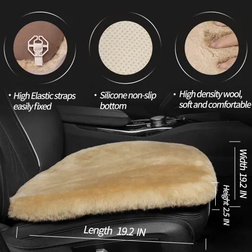 Miniatura 3 de LLB Fundas de asiento de asiento de automóvil de oveja genuina para automóviles, camiones, SUV, almohadilla protectora de asiento cómoda para Caqui