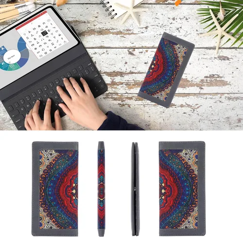 Miniatura 104 de HUA ANGEL Billetera para mujer, ultra delgada y delgada, con bloqueo RFID, tarjetero de crédito, doble embrague, carteras largas, regalo para A-ámbar
