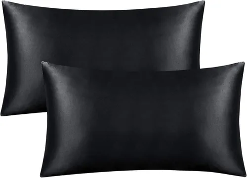 Miniatura 18 de FLXXIE Paquete de 2 fundas de almohada estándar de satén con cremallera para cabello y piel, sedosas y súper suaves (20 x 26 pulgadas), fundas